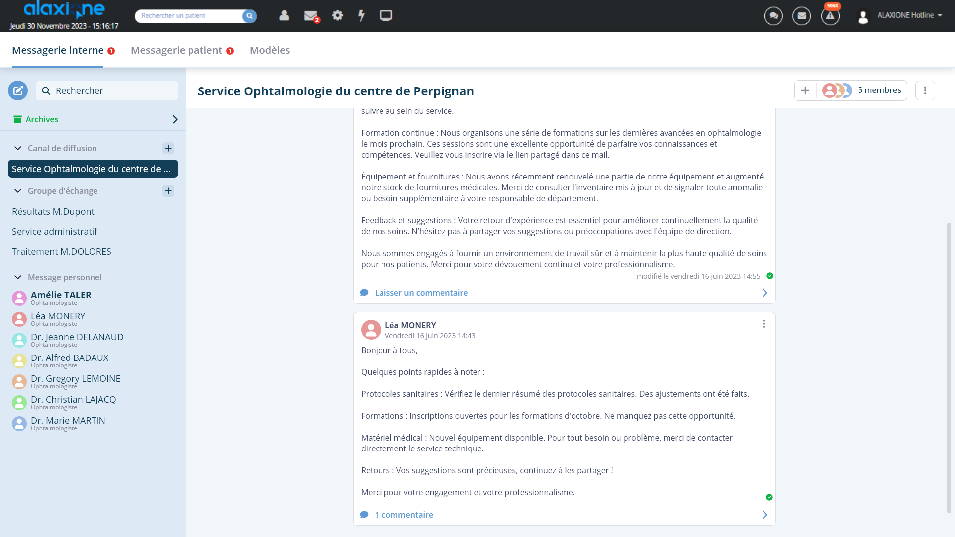 Un canal indique que l’utilisateur n’est pas autorisé à publier de message